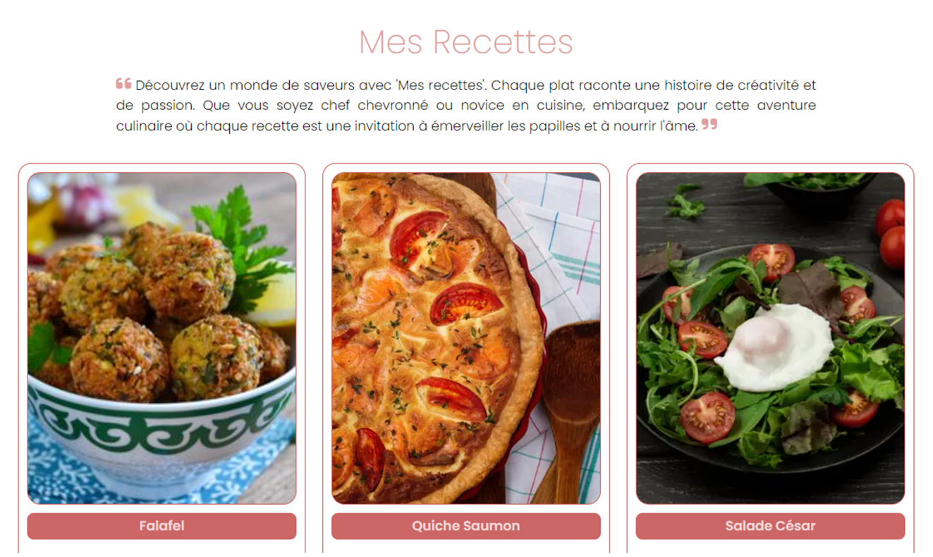 Les Recettes recipe listing page