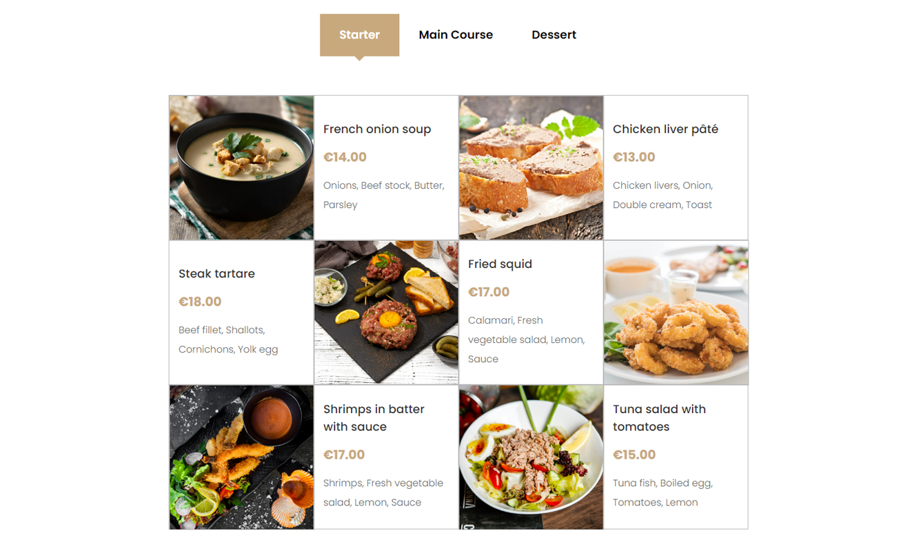 Restaurant Pistache contact page