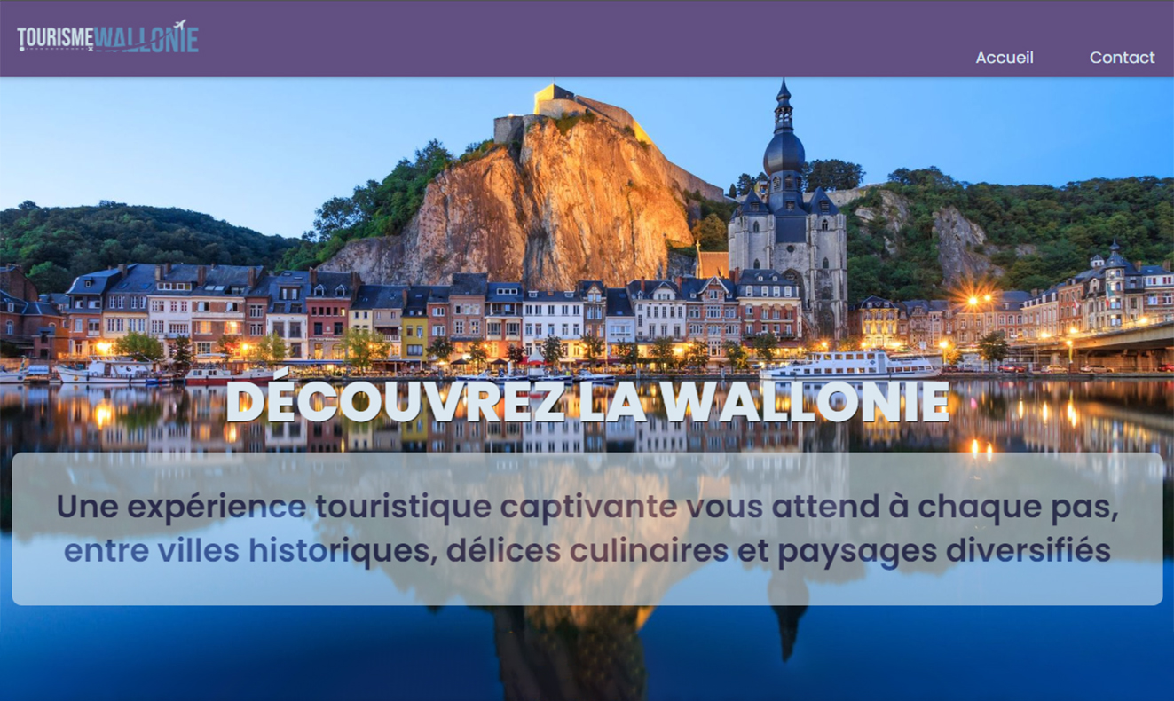 Tourisme Wallonie homepage design
