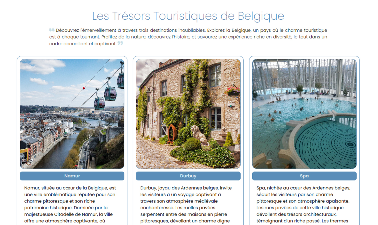 Tourisme Wallonie destination page